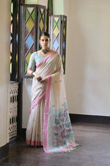 Premium Soft Muga Cotton Saree – Warli Pallu Style