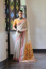 Premium Soft Muga Cotton Saree – Warli Pallu Style