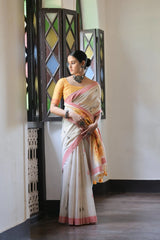 Premium Soft Muga Cotton Saree – Warli Pallu Style