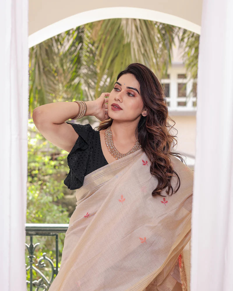 Premium Soft Muga Cotton Colorful Resham Weaving Saree (Product Code: AS-845)