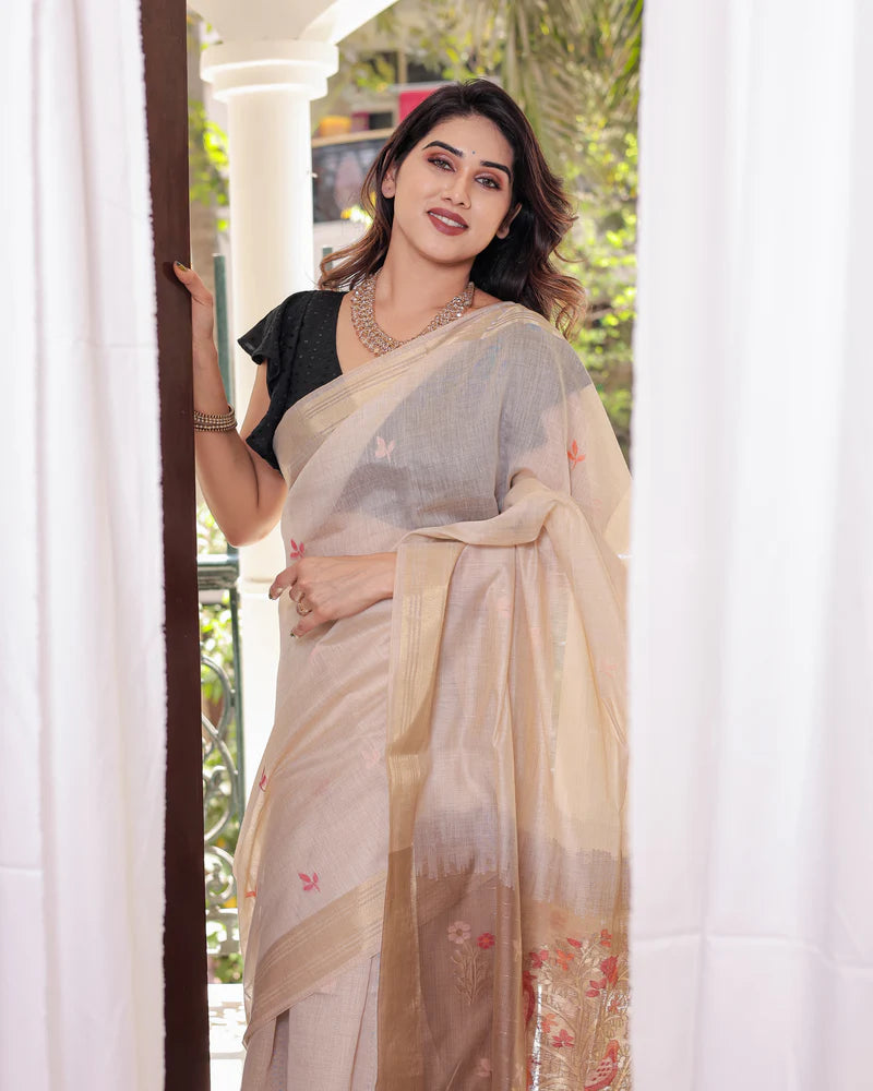 Premium Soft Muga Cotton Colorful Resham Weaving Saree (Product Code: AS-845)