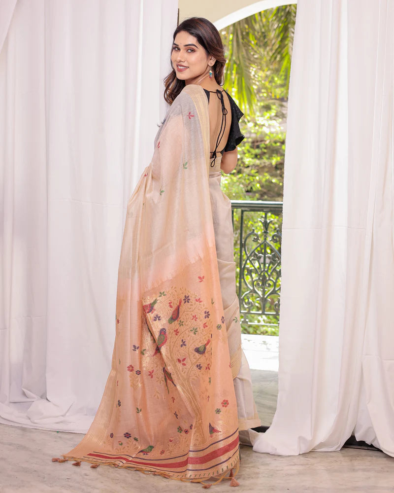 Premium Soft Muga Cotton Colorful Resham Weaving Saree (Product Code: AS-845)