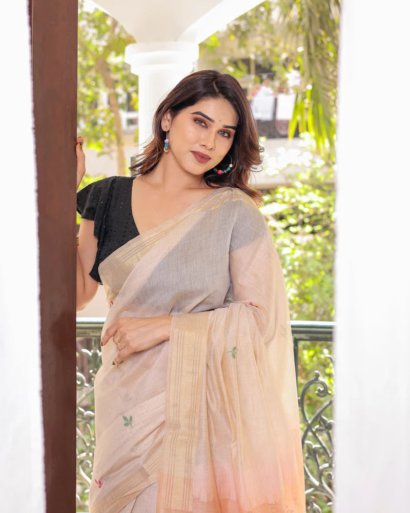 Premium Soft Muga Cotton Colorful Resham Weaving Saree (Product Code: AS-845)