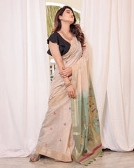 Premium Soft Muga Cotton Colorful Resham Weaving Saree