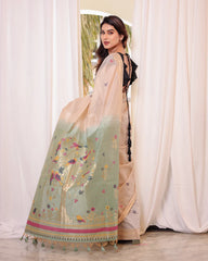 Premium Soft Muga Cotton Colorful Resham Weaving Saree