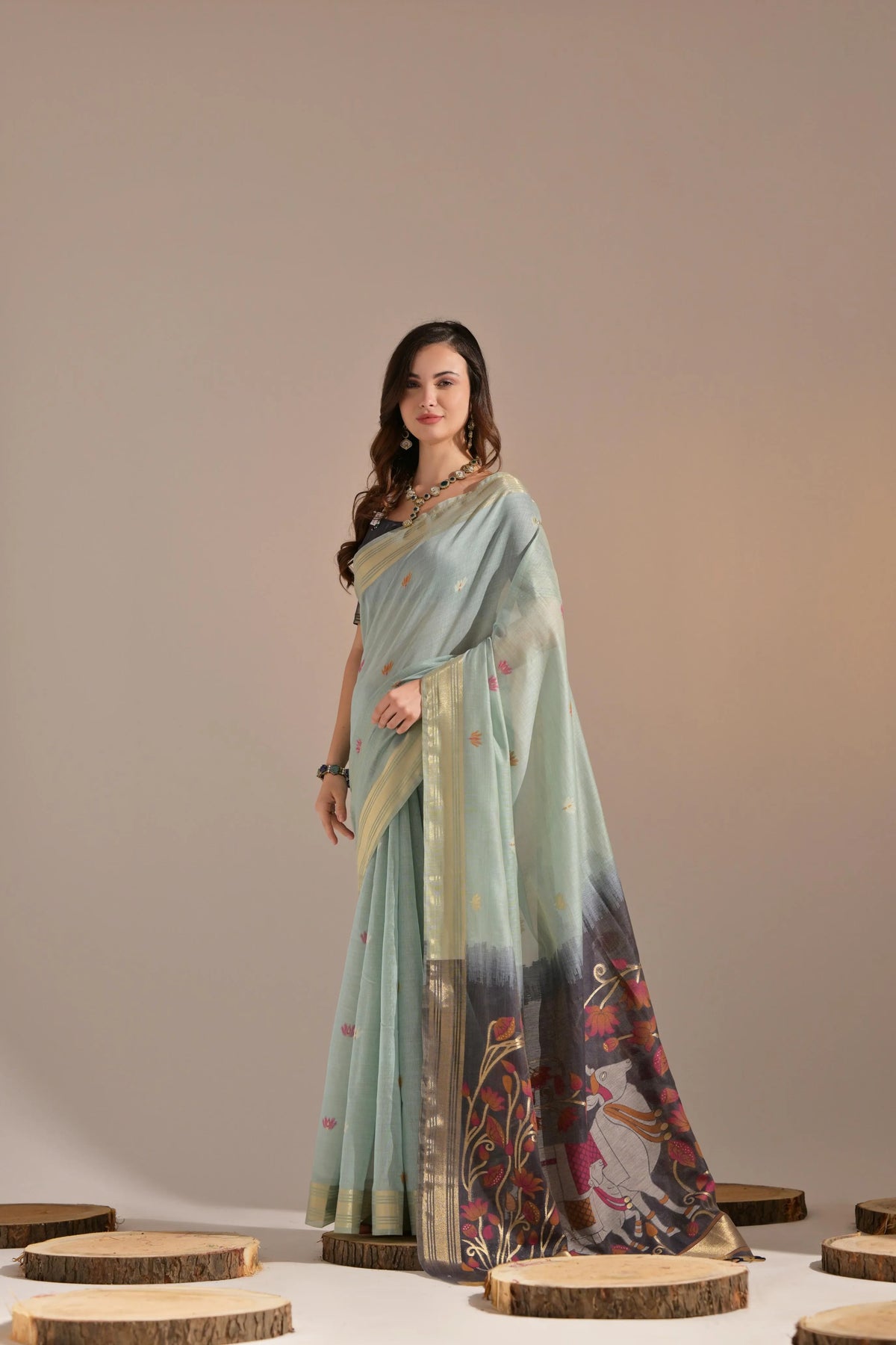 Premium Muga Silk Saree | Traditional Resham Butti Weaving