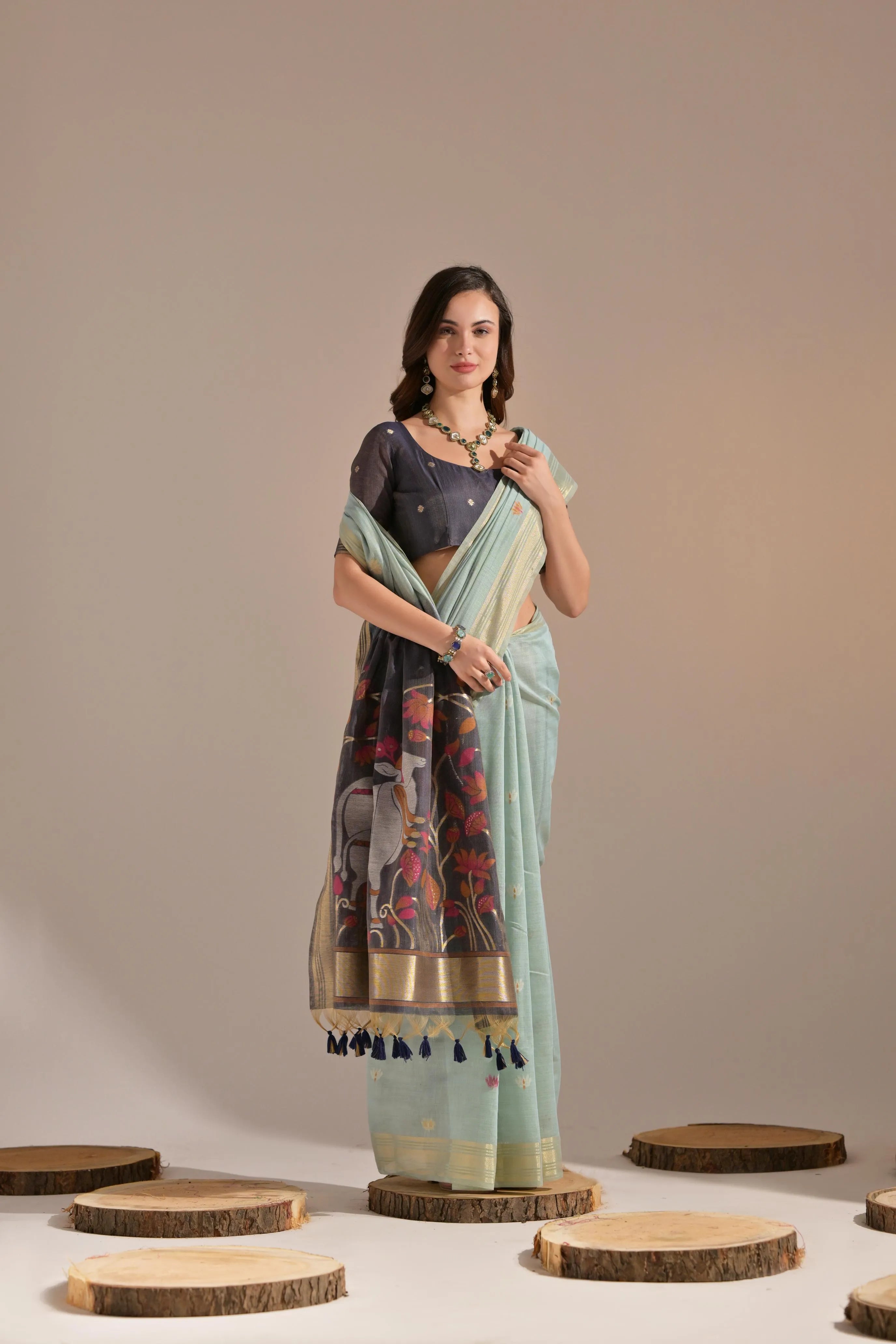 Premium Muga Silk Saree | Traditional Resham Butti Weaving