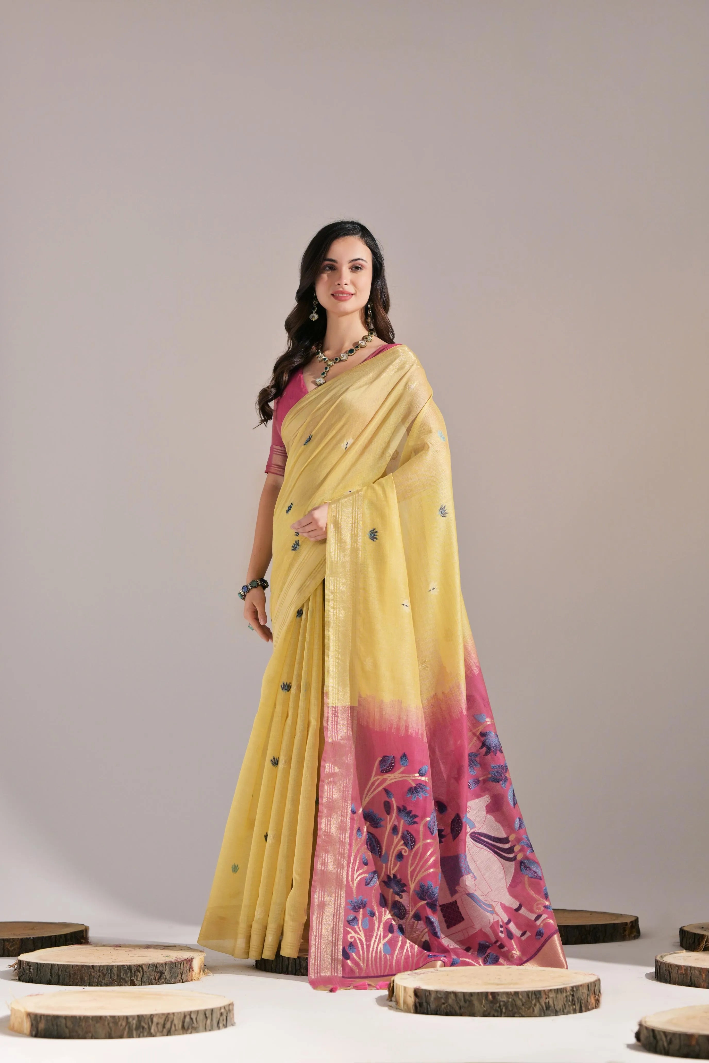 Premium Muga Silk Saree | Traditional Resham Butti Weaving