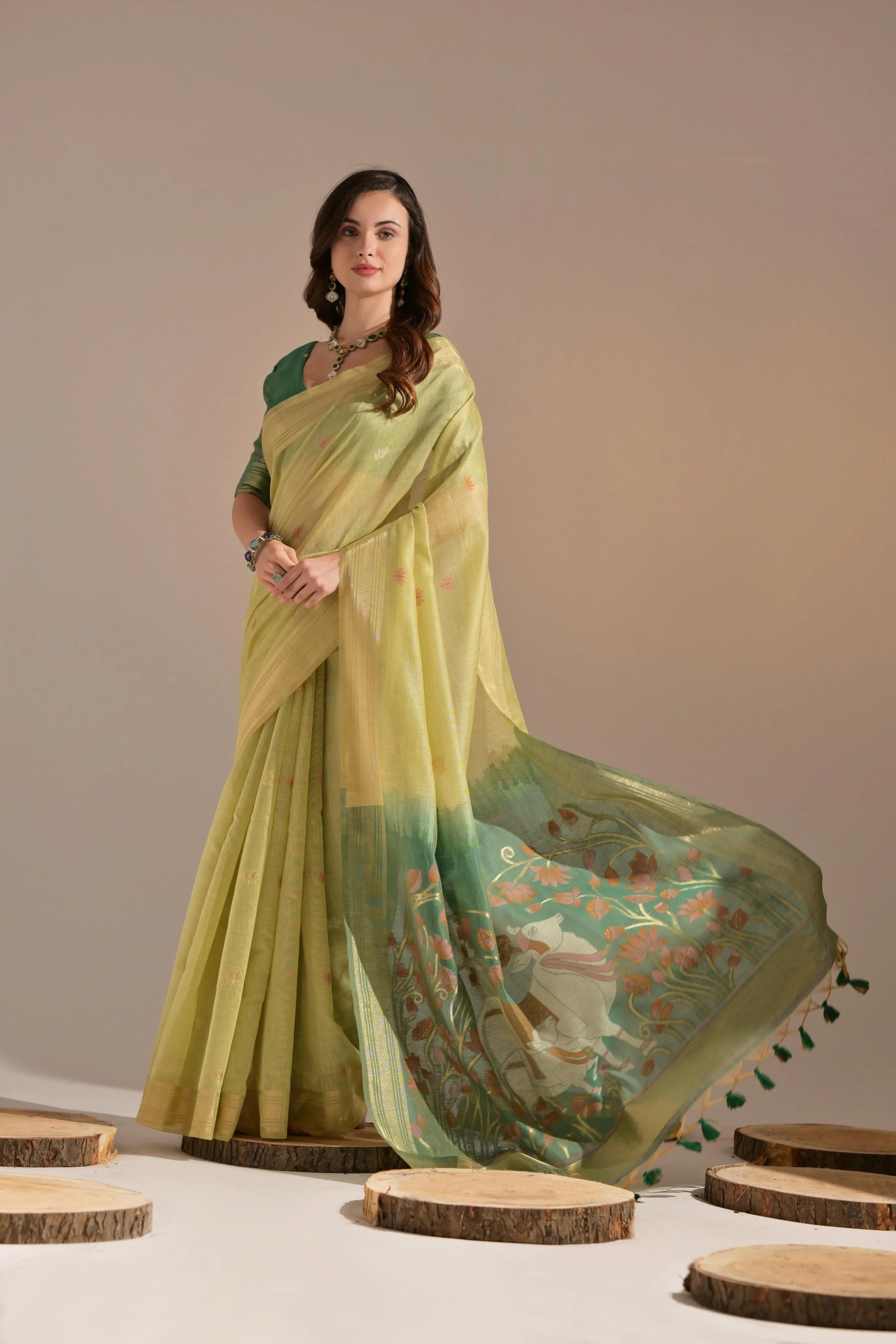 Premium Muga Silk Saree | Traditional Resham Butti Weaving