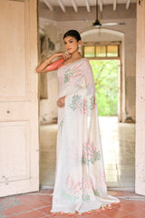 Floral Weave Muga Cotton Saree