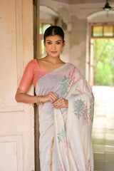 Floral Weave Muga Cotton Saree