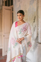 Floral Weave Muga Cotton Saree