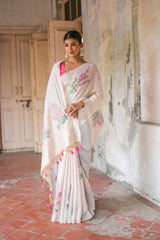 Floral Weave Muga Cotton Saree
