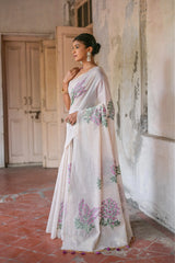 Floral Weave Muga Cotton Saree