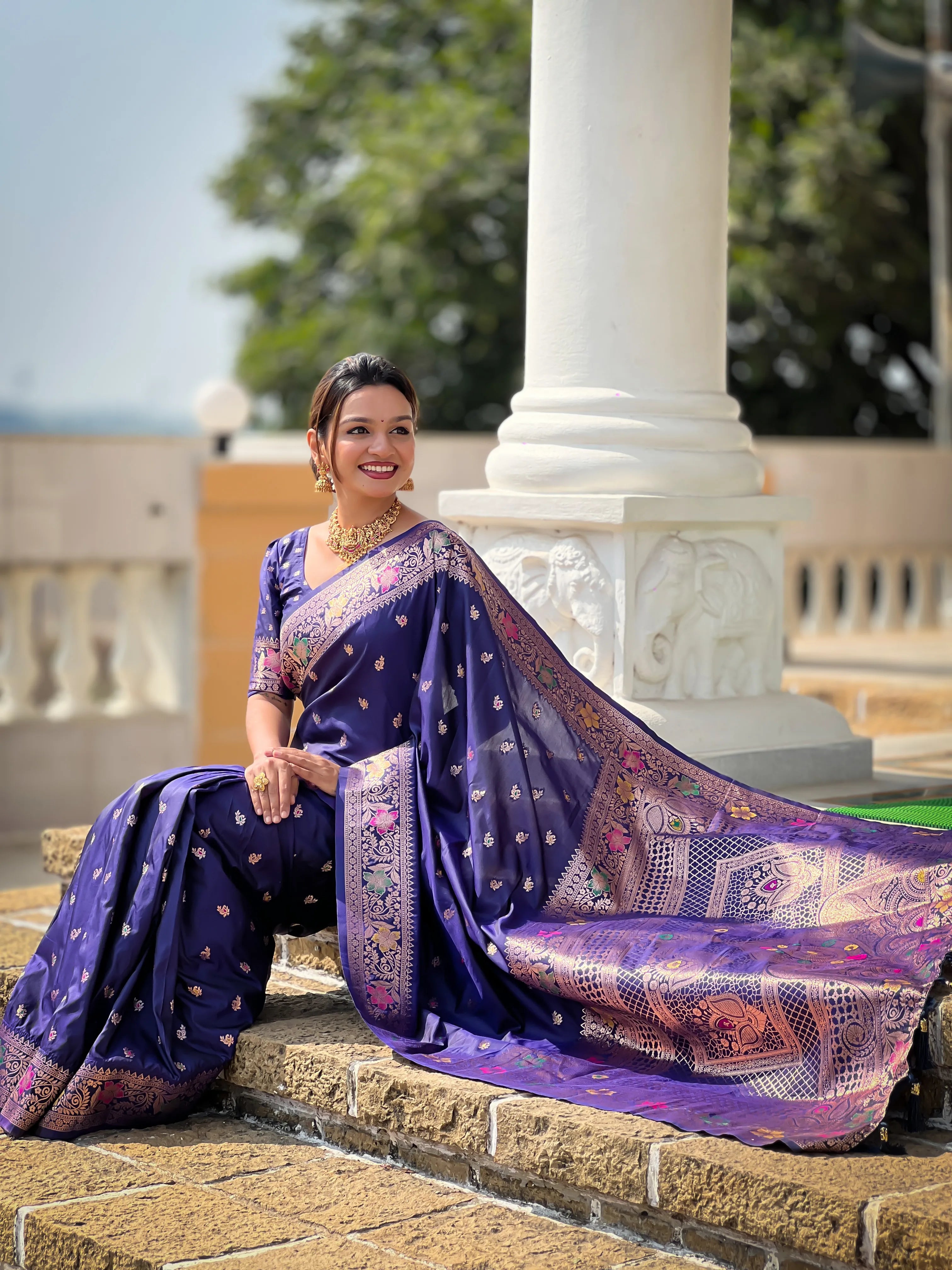 Soft Banarasi Silk Meenakari Saree
