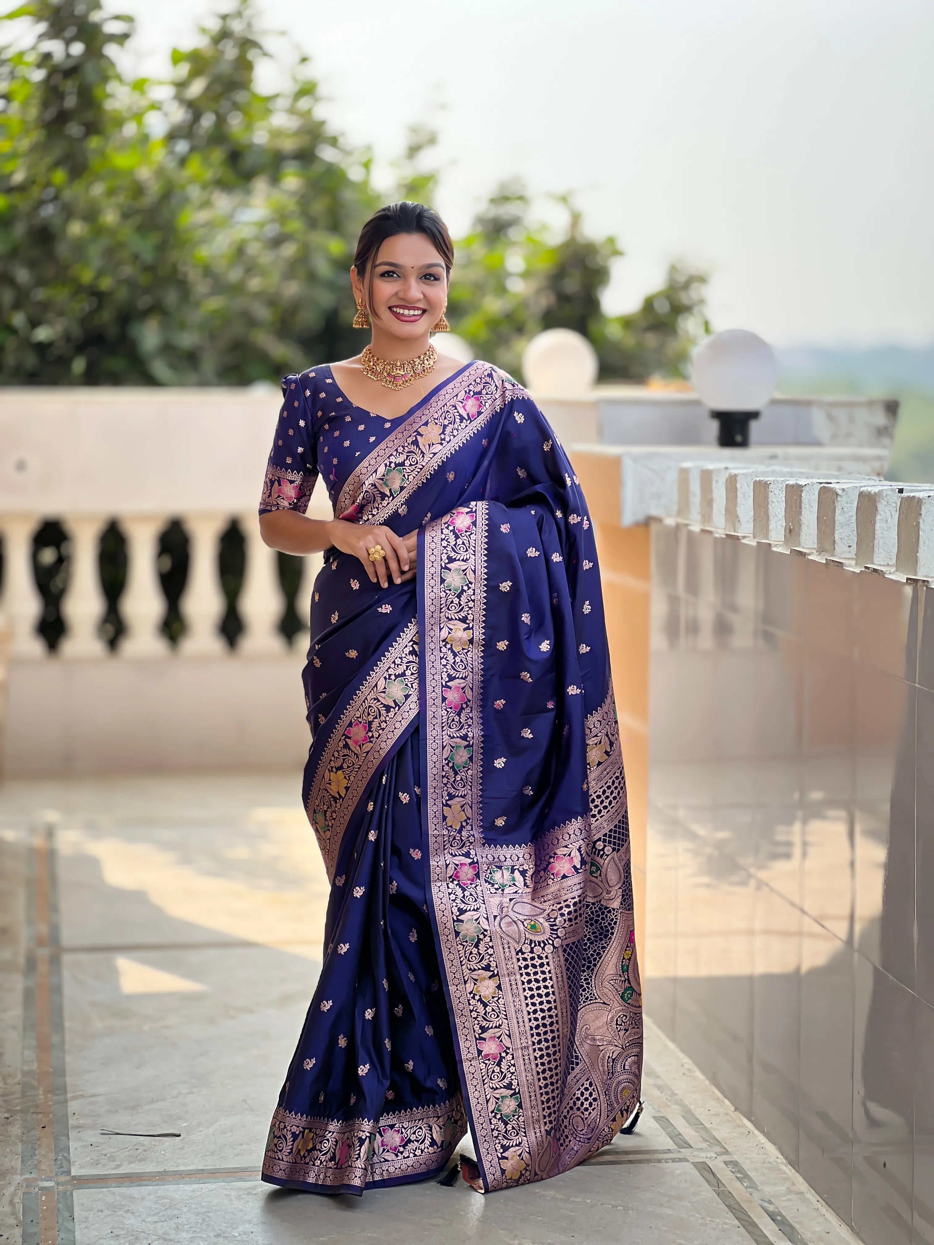 Soft Banarasi Silk Meenakari Saree