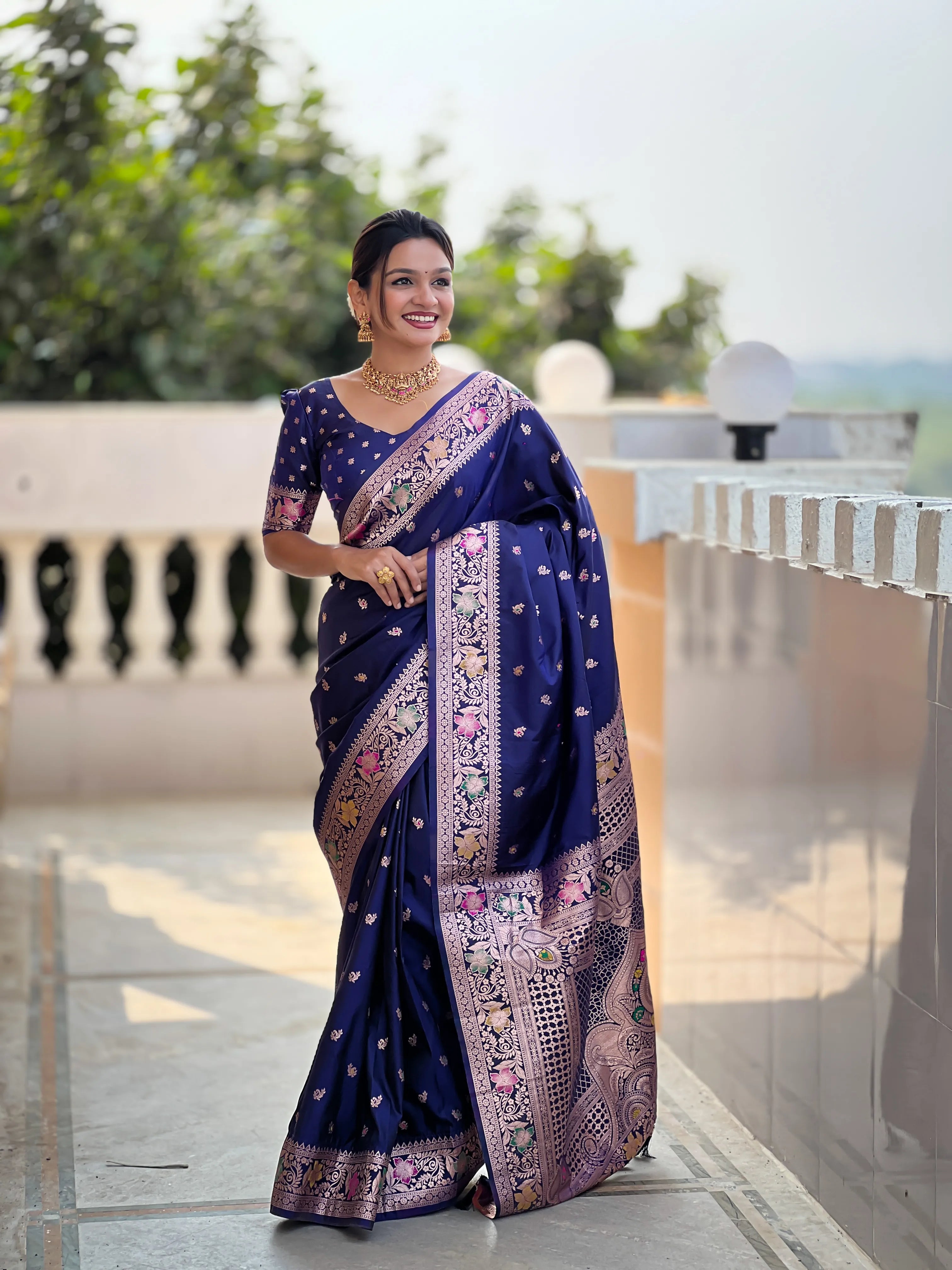 Soft Banarasi Silk Meenakari Saree