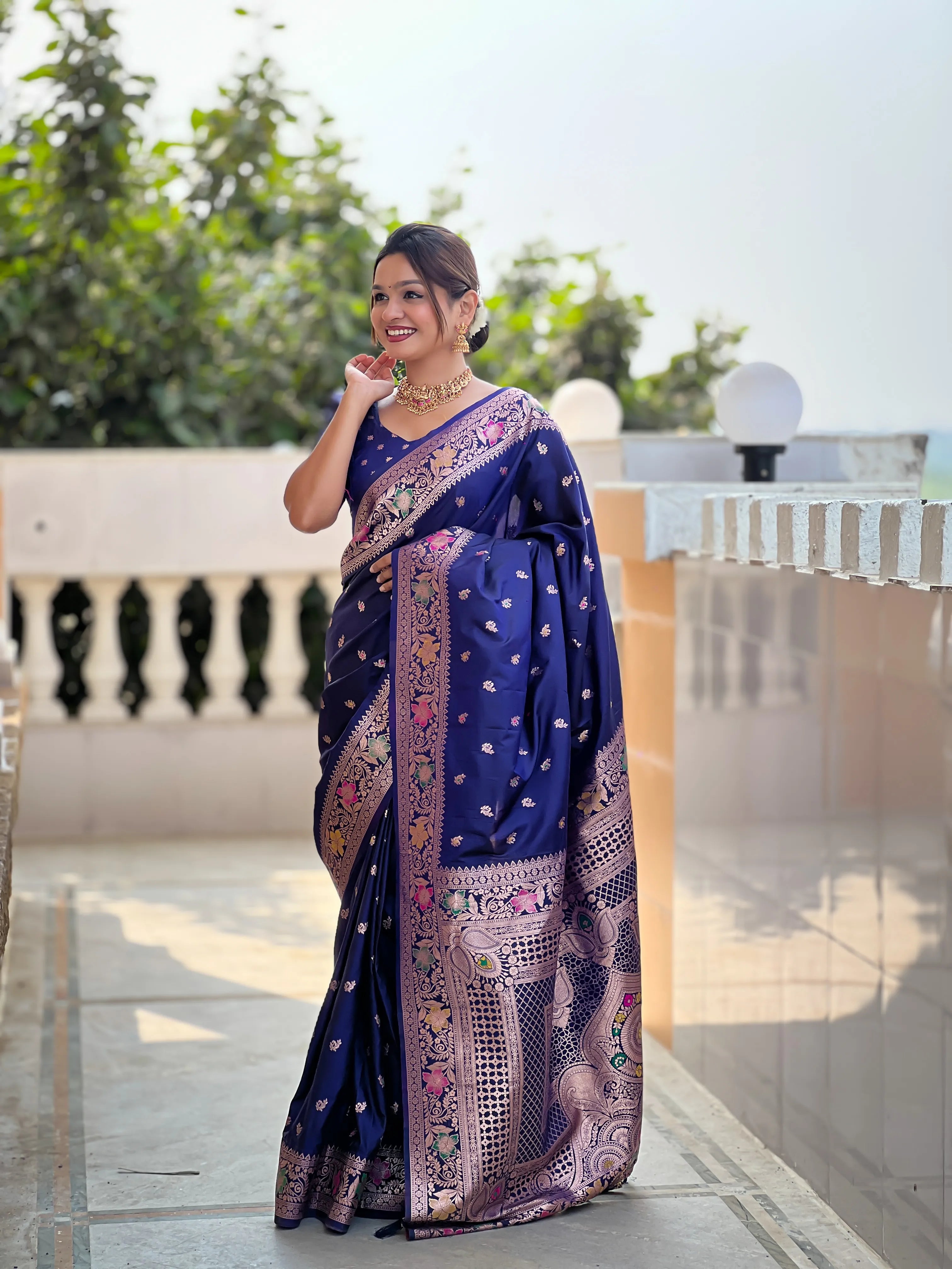 Soft Banarasi Silk Meenakari Saree