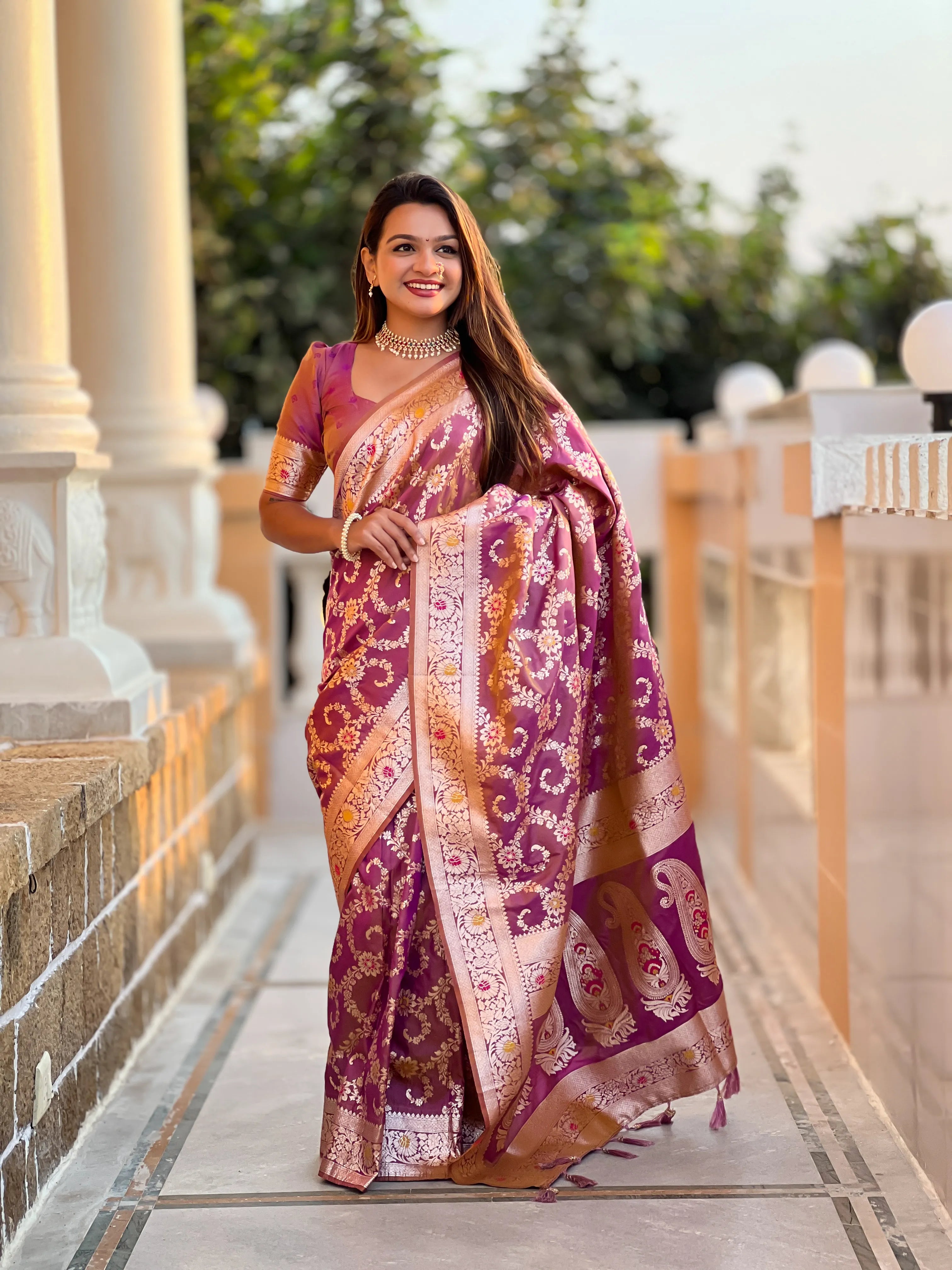 Soft Banarasi Silk Original Meenakari Touch up Rich Pallu Saree (Product Code: AS-875)