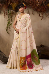 Premium Muga Cotton Resham Floral Pallu Saree