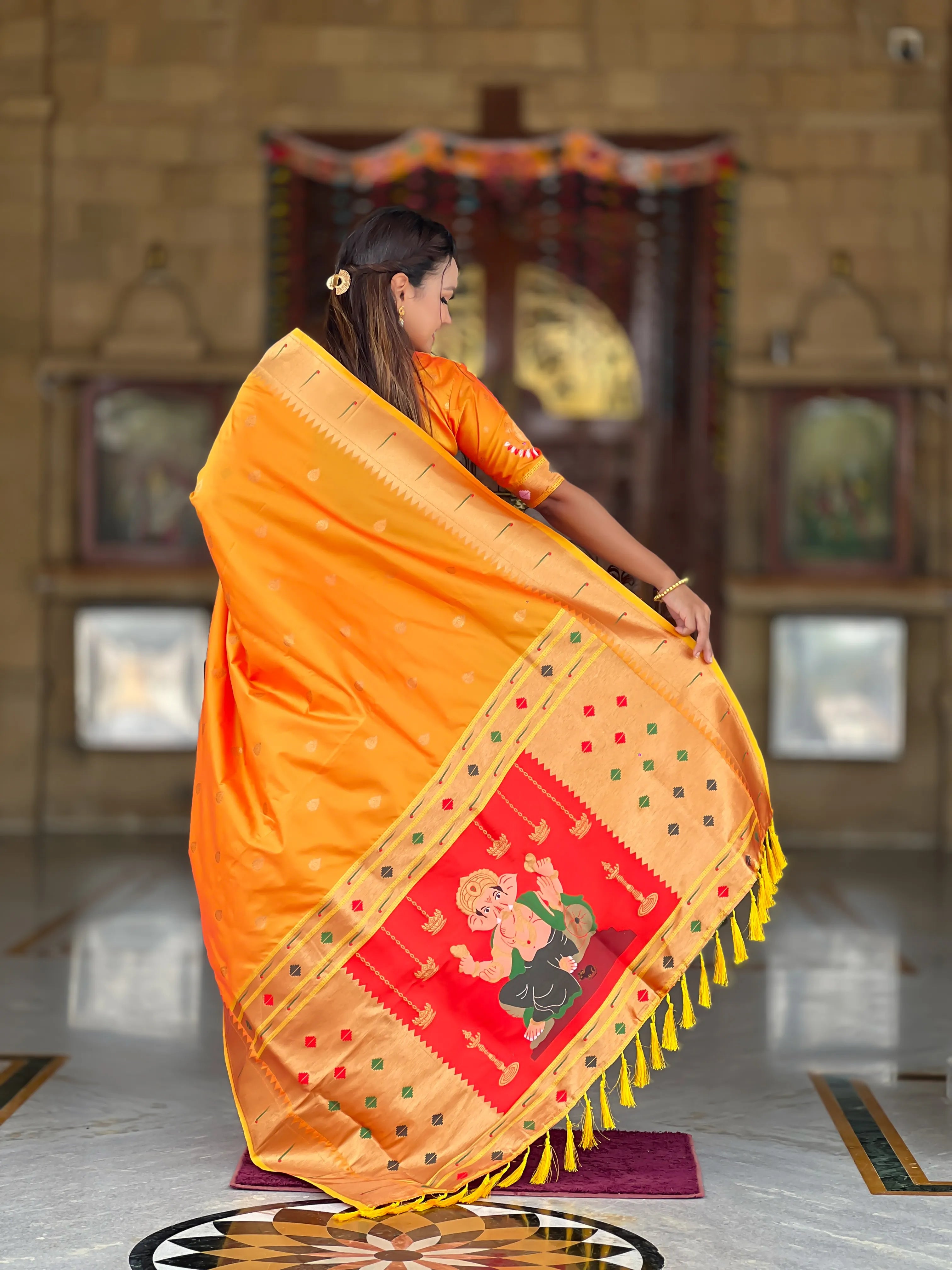 Soft Silk Ganpati Designer Paithani Saree