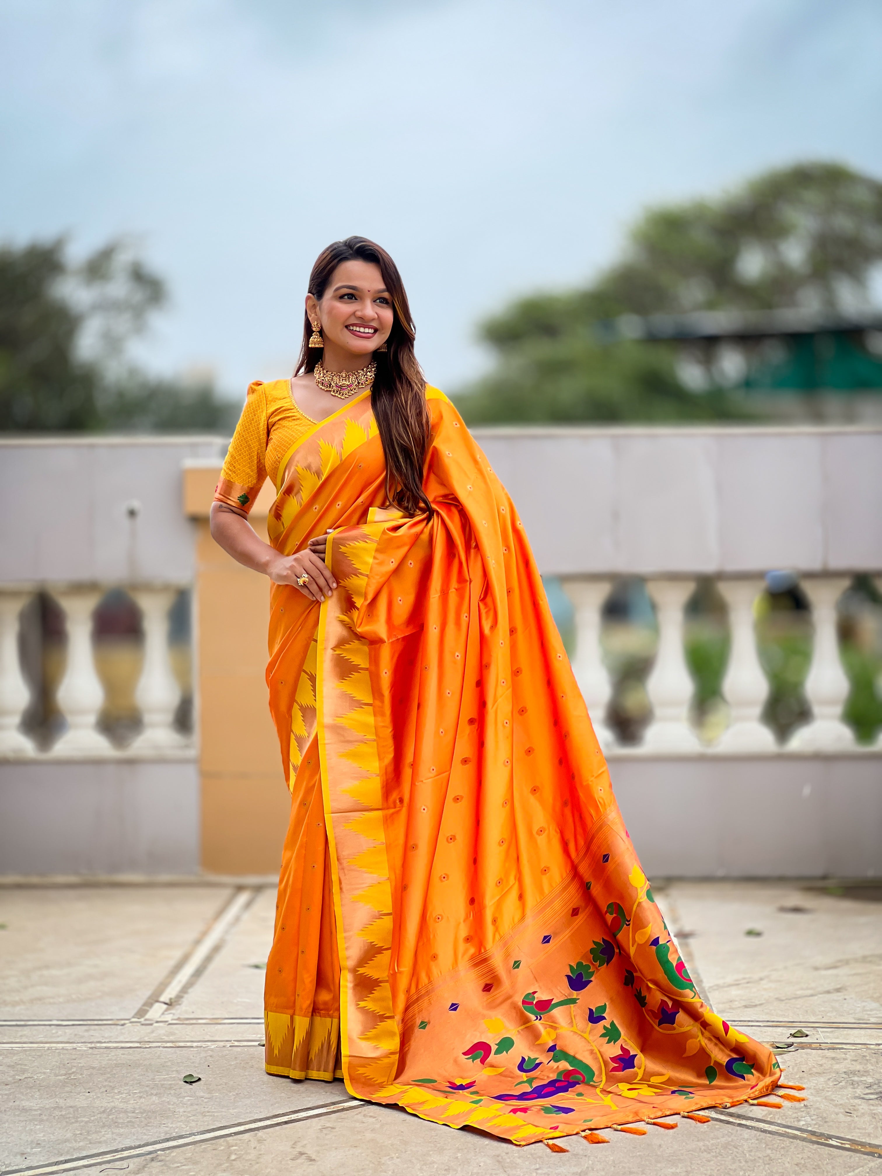 Soft Silk Designer Temple Paithani Saree