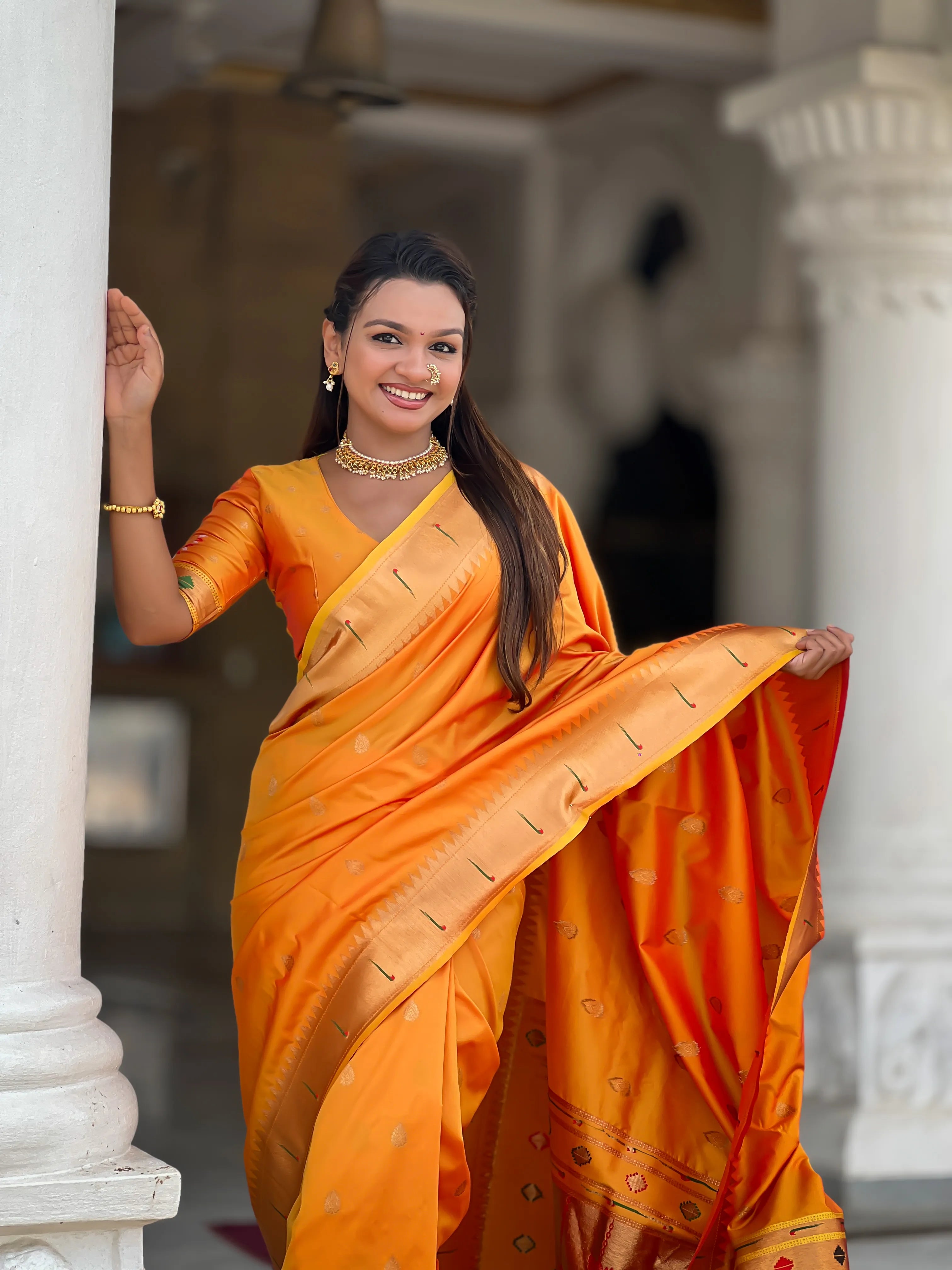 Soft Silk Ganpati Designer Paithani Saree