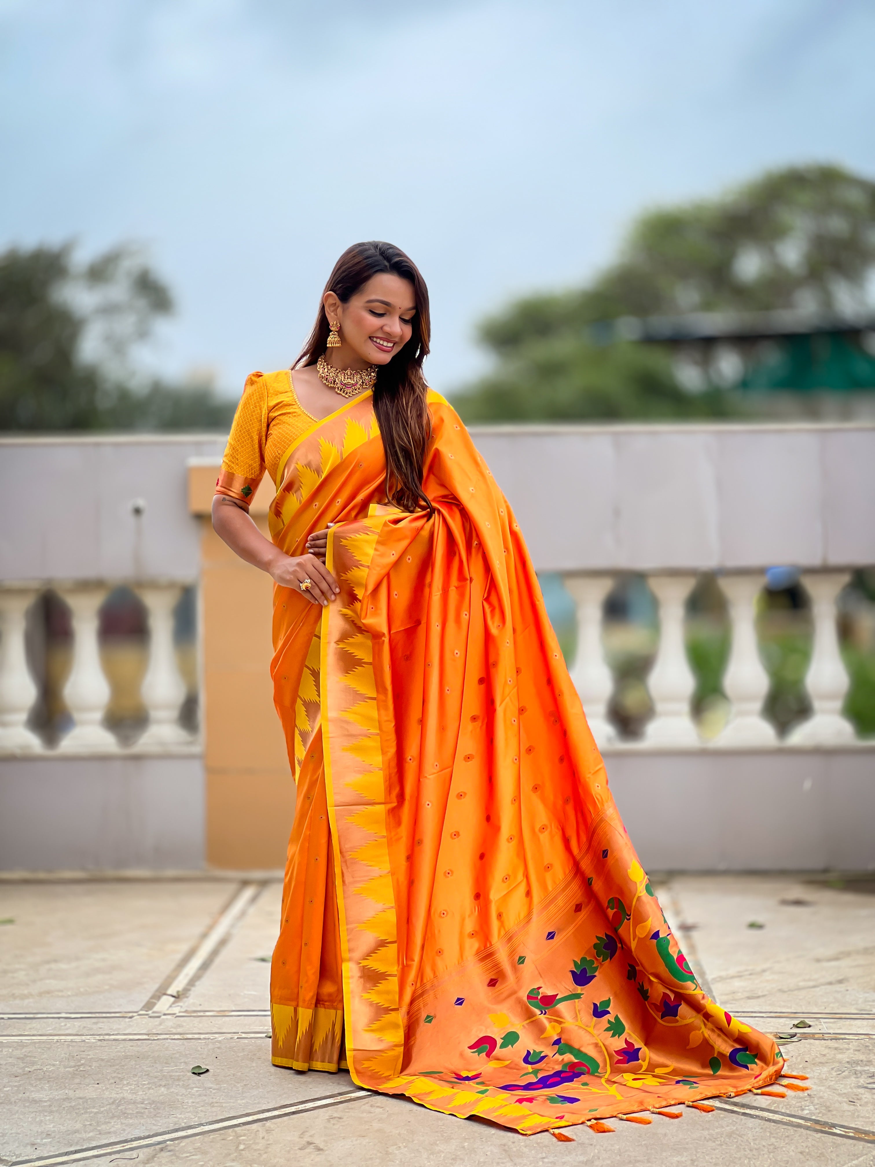 Soft Silk Designer Temple Paithani Saree