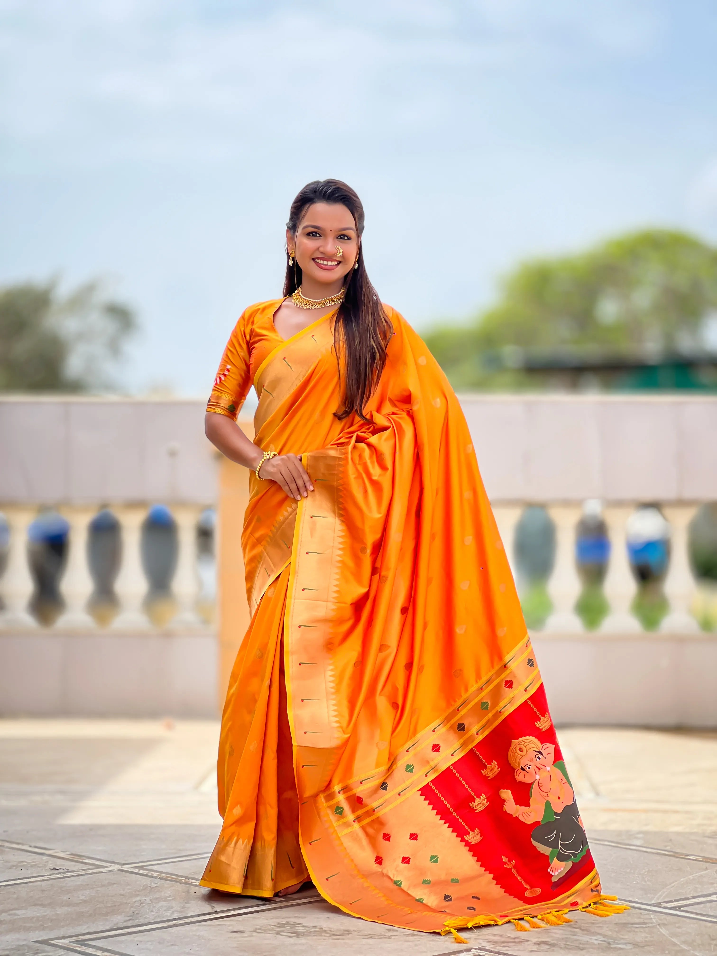 Soft Silk Ganpati Designer Paithani Saree