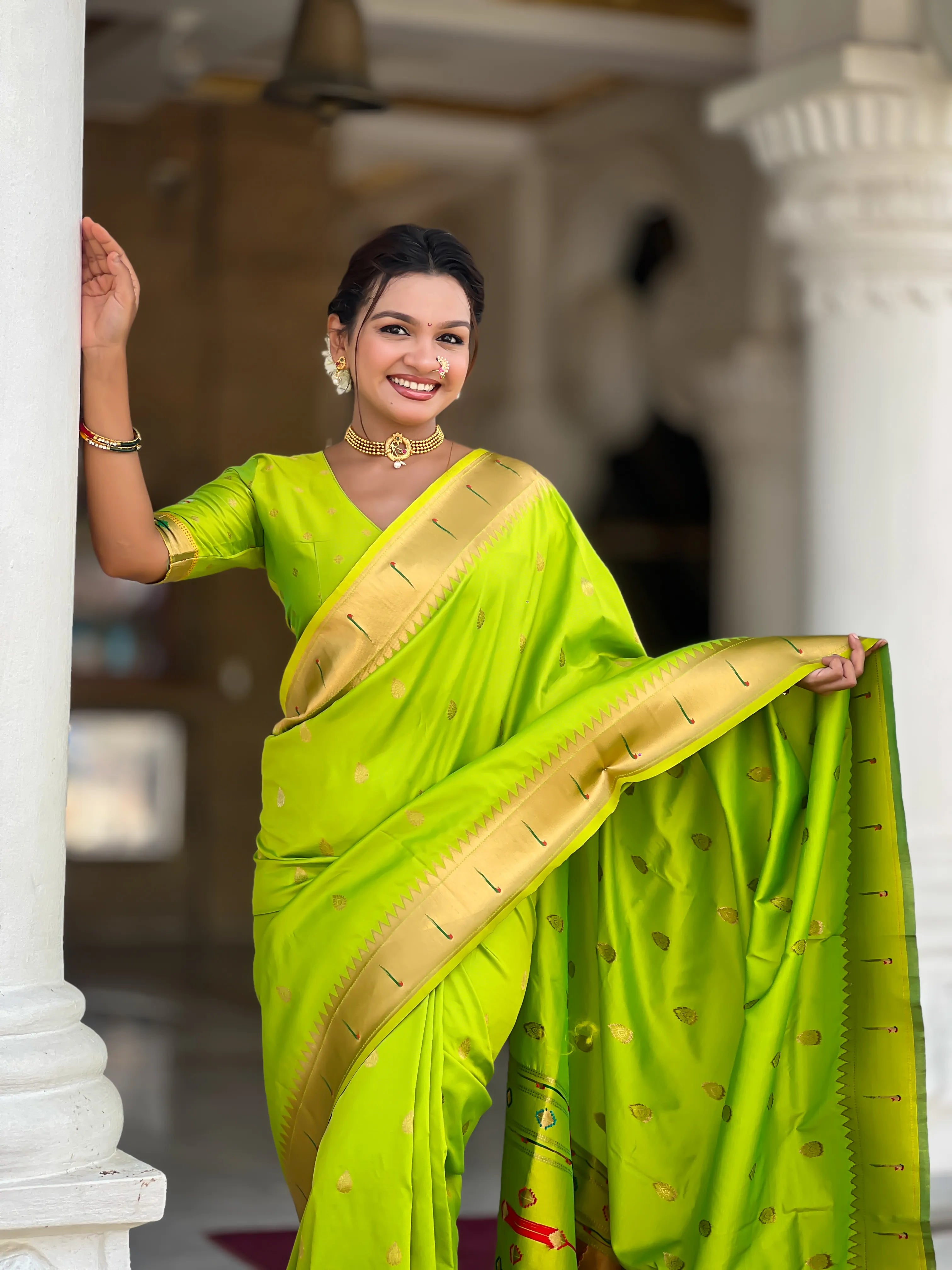 Soft Silk Ganpati Designer Paithani Saree