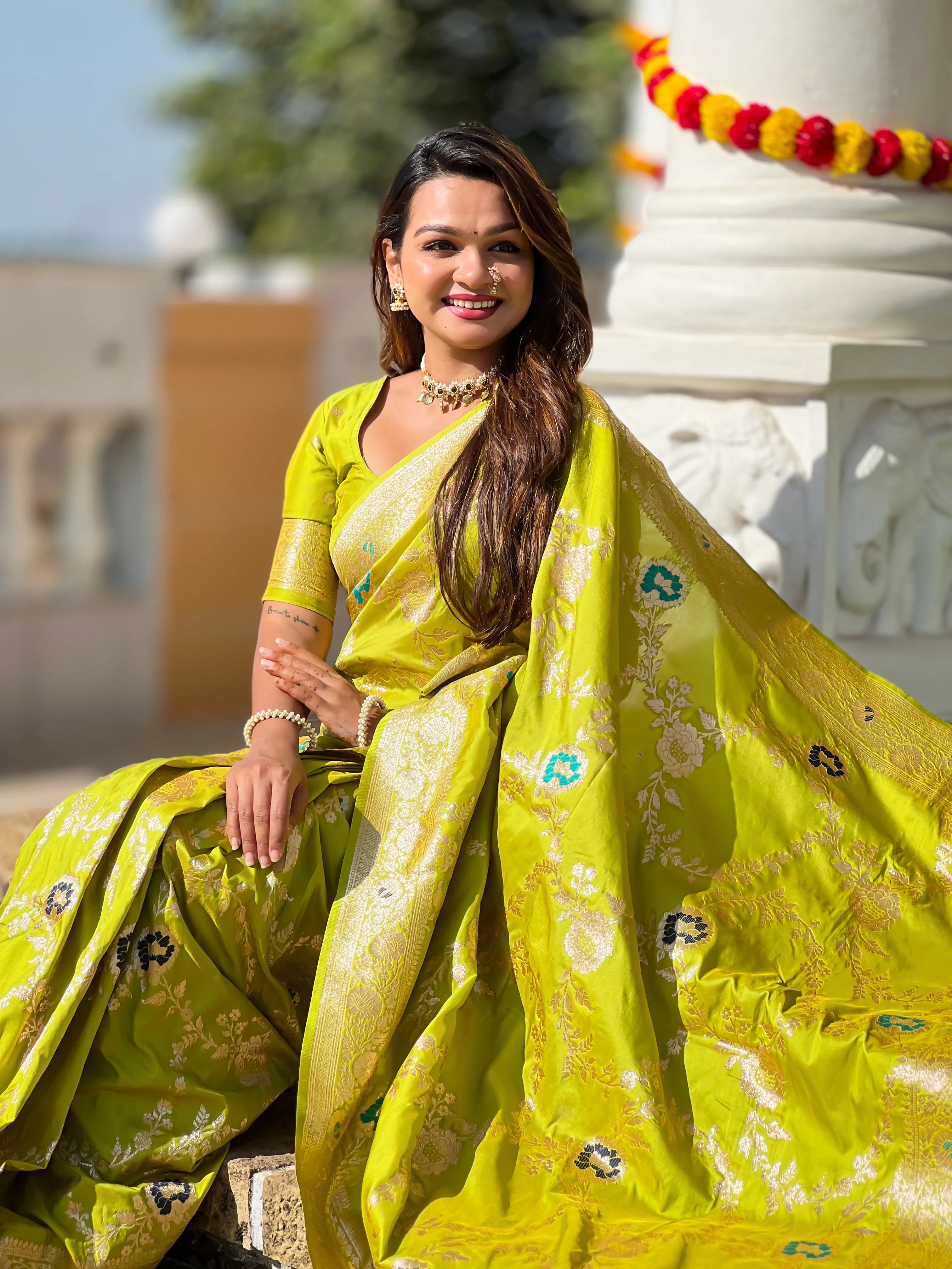 Soft Banarasi Silk Copper Zari Weaving Saree