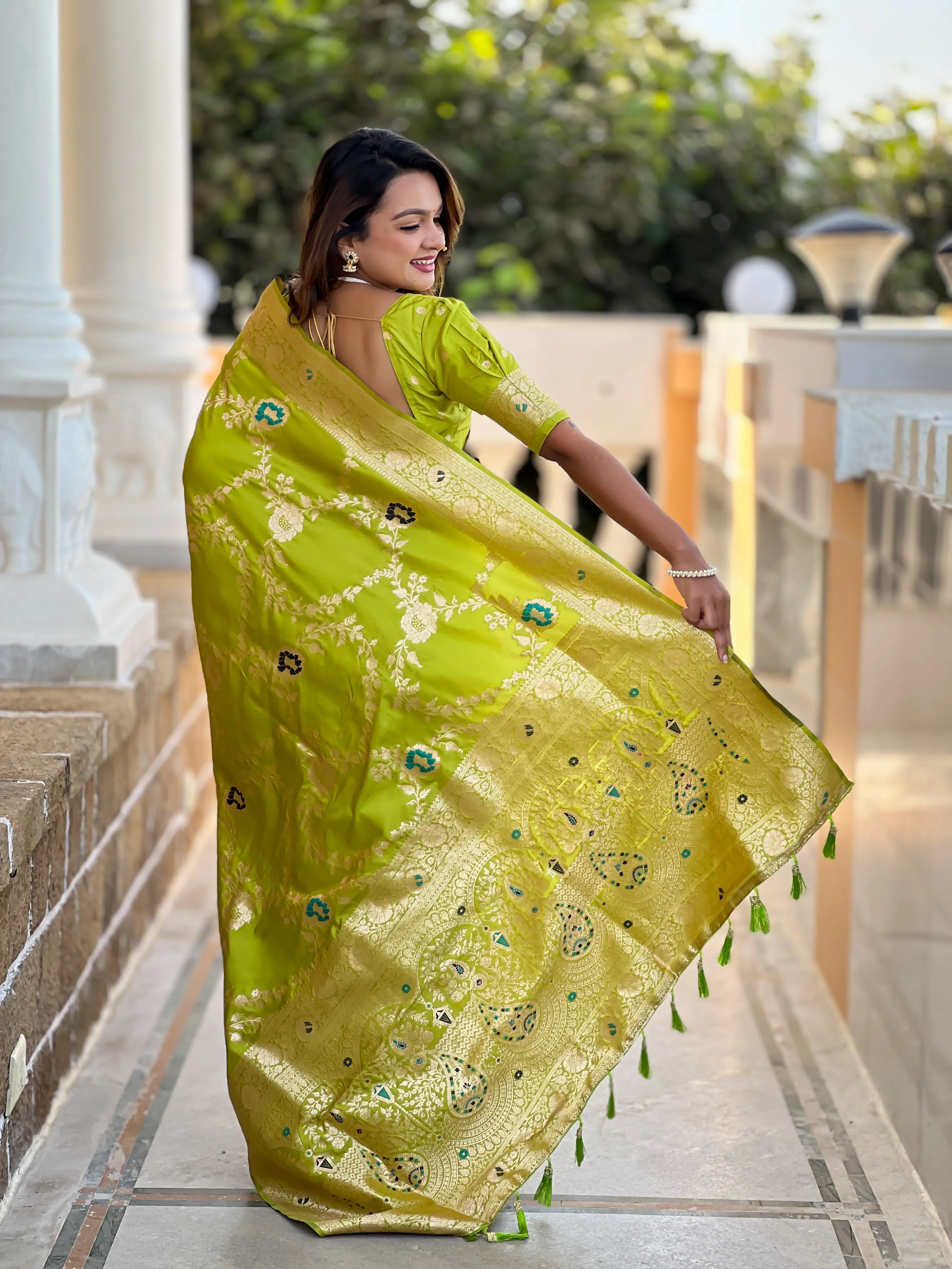 Soft Banarasi Silk Copper Zari Weaving Saree