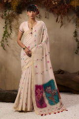 Premium Muga Cotton Resham Floral Pallu Saree