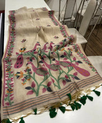 Soft Peacock Design Muga Cotton Saree