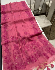 Soft Chanderi Cotton Resham Weaving & Jamdani Pallu Saree