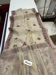 Soft Peacock Design Muga Cotton Saree