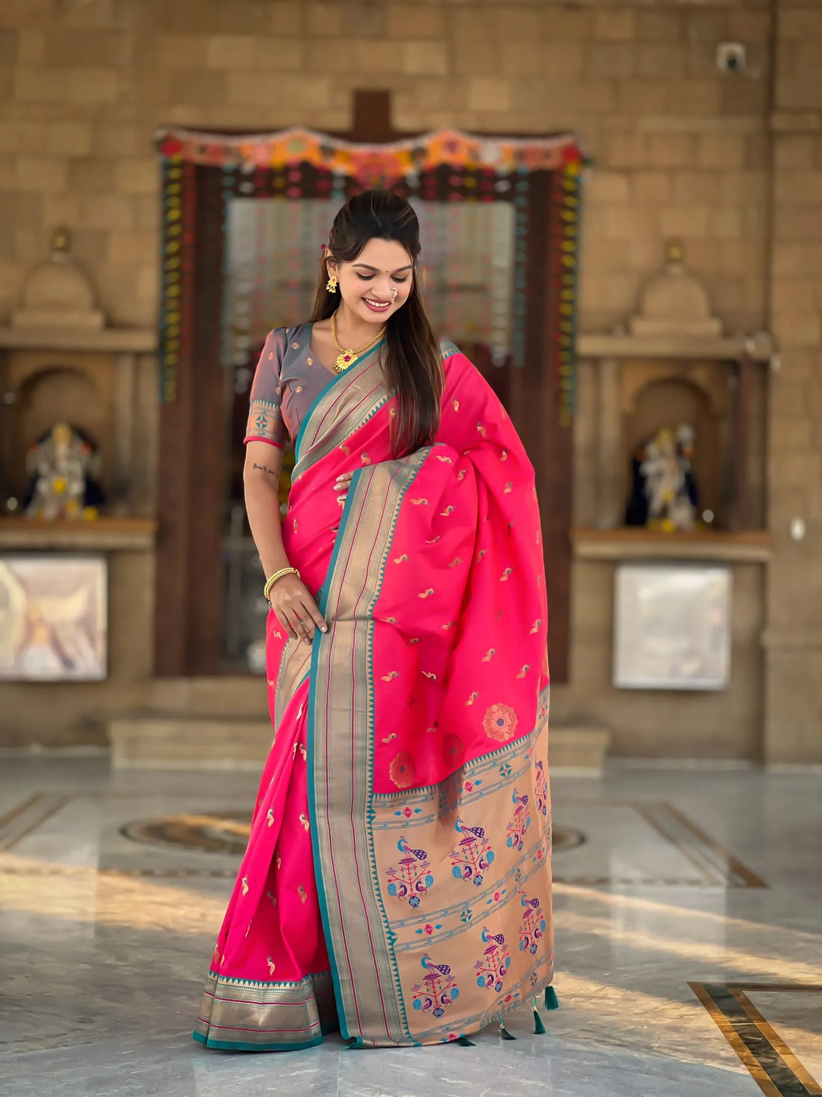 Peacock Paithani Soft Silk Saree