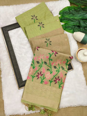 Soft Floral Chanderi Cotton Jamdani Saree