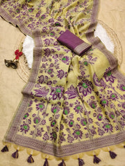 Soft Muga Cotton Floral Jamdani Saree