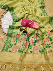 Soft Chanderi Cotton Warli-Inspired Weaving Saree