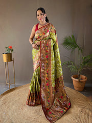 Lucknowi Paithani and Patola Fusion Saree