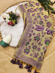 Soft Muga Cotton Floral Jamdani Saree