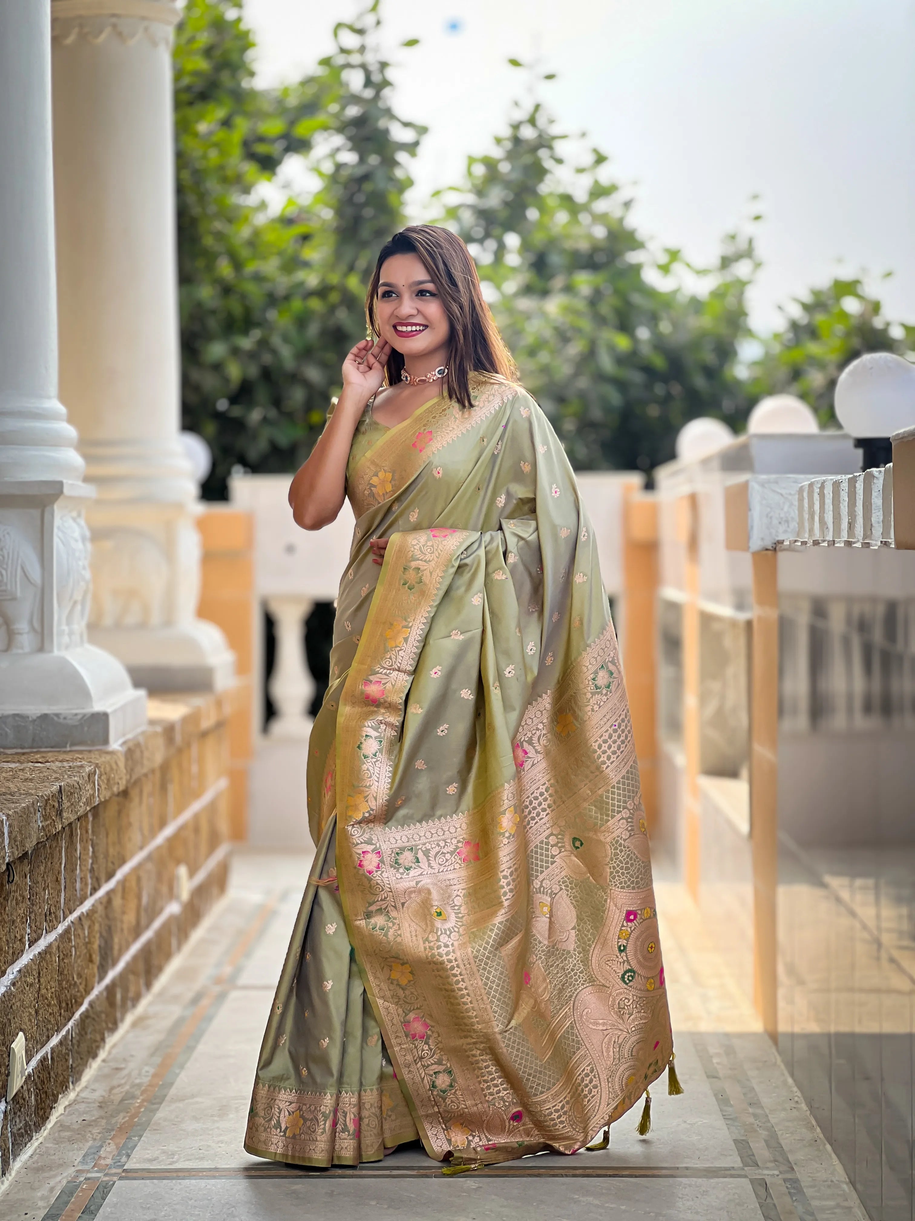 Soft Banarasi Silk Meenakari Saree