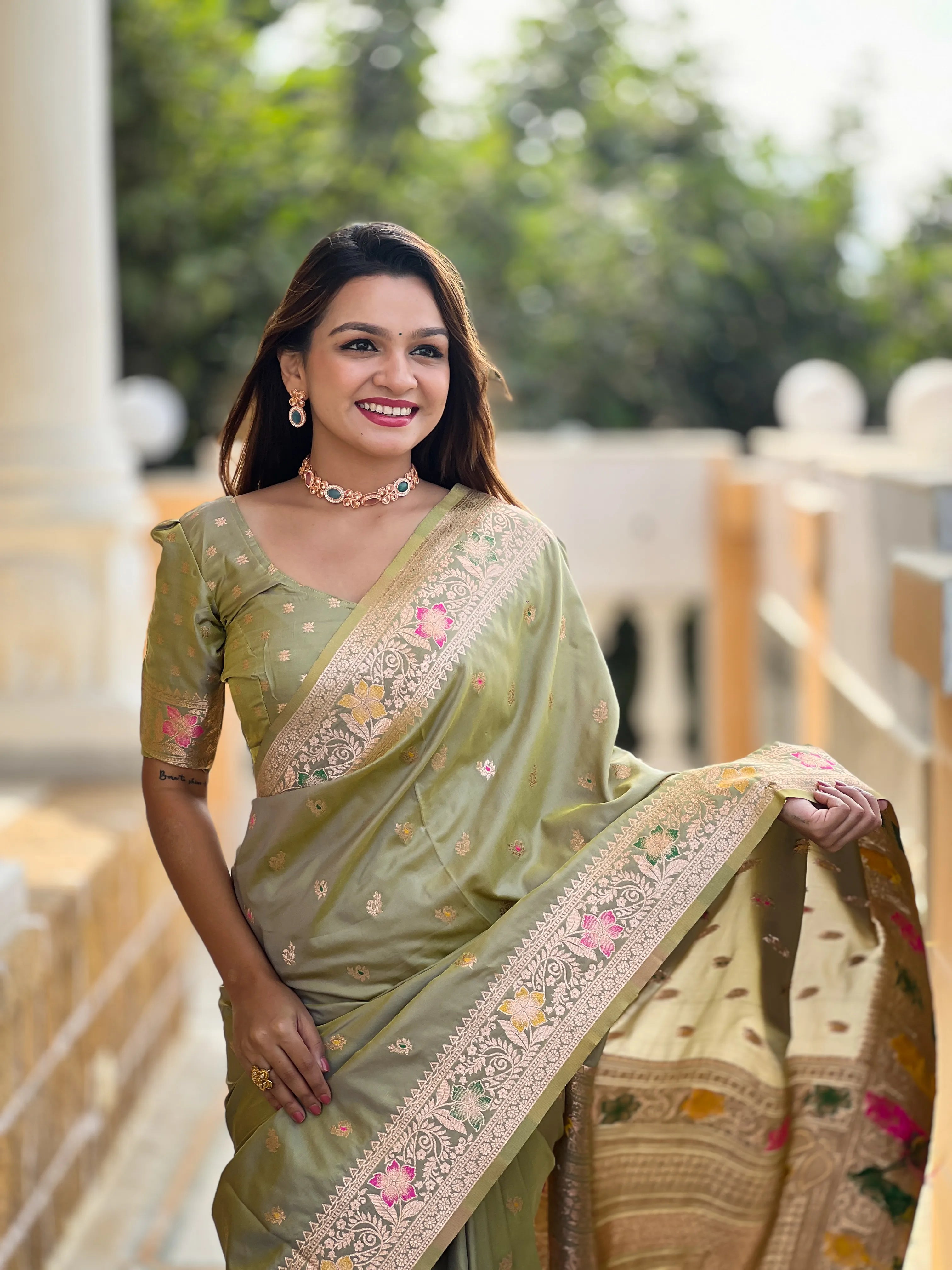 Soft Banarasi Silk Meenakari Saree