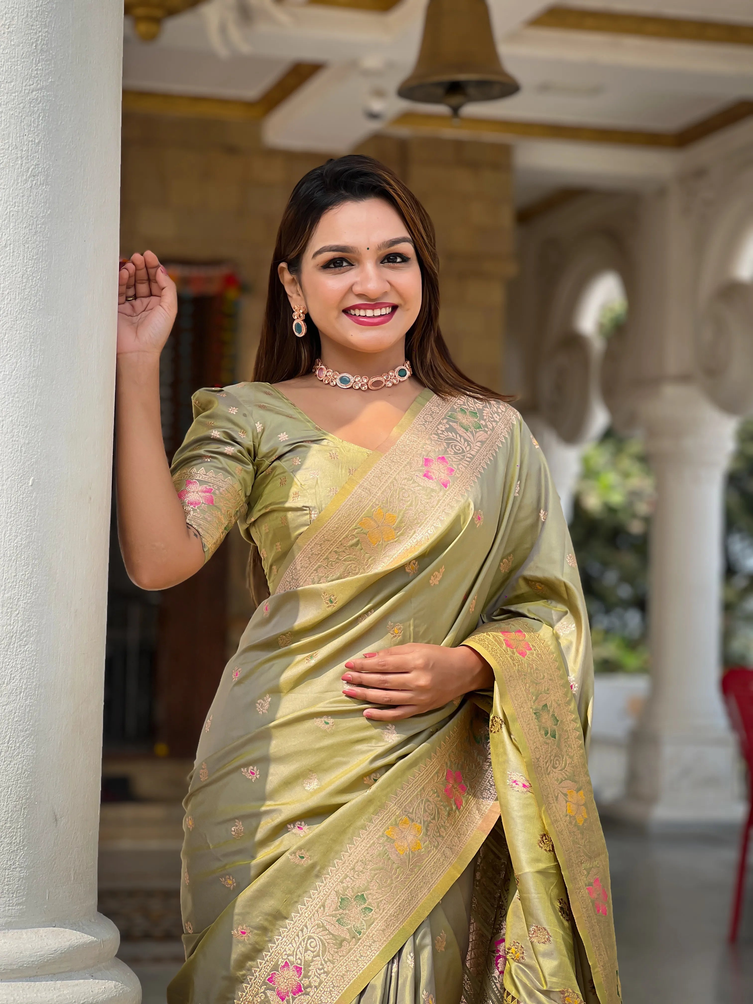 Soft Banarasi Silk Meenakari Saree