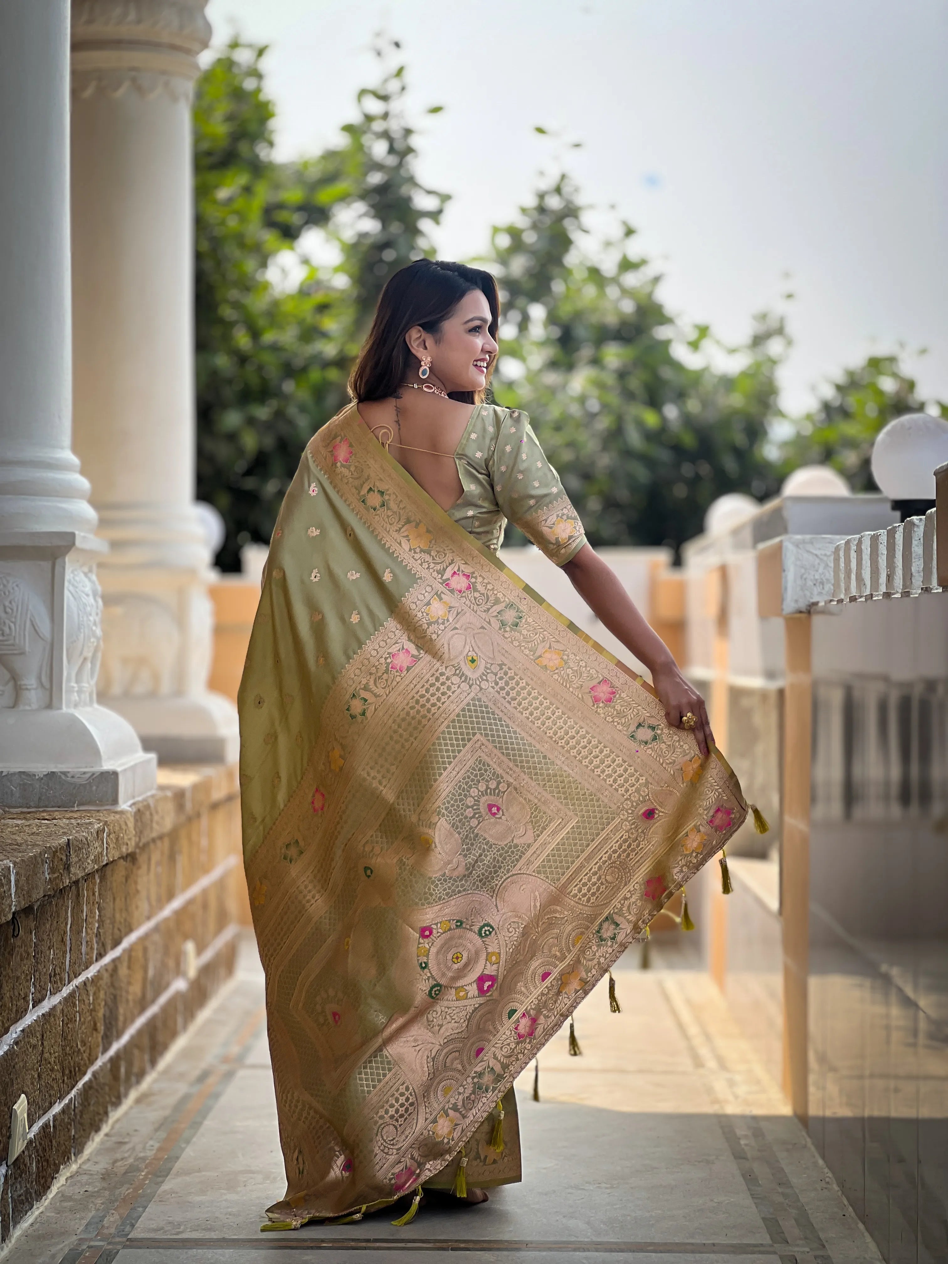 Soft Banarasi Silk Meenakari Saree