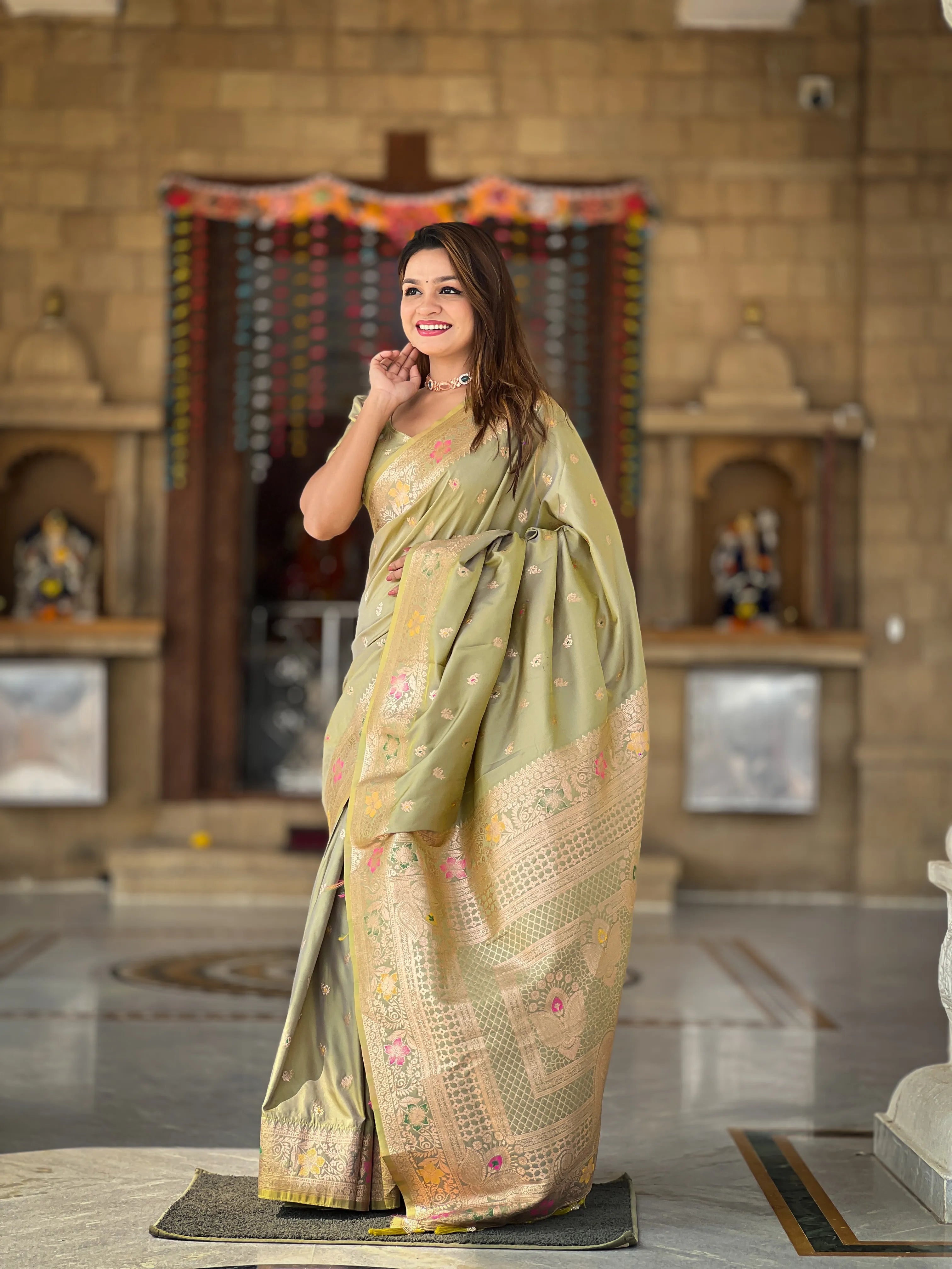 Soft Banarasi Silk Meenakari Saree