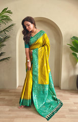 Dual Tone Designer Banarasi Soft Silk Saree