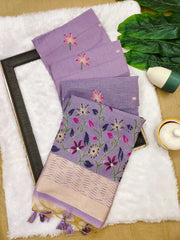 Soft Floral Chanderi Cotton Jamdani Saree