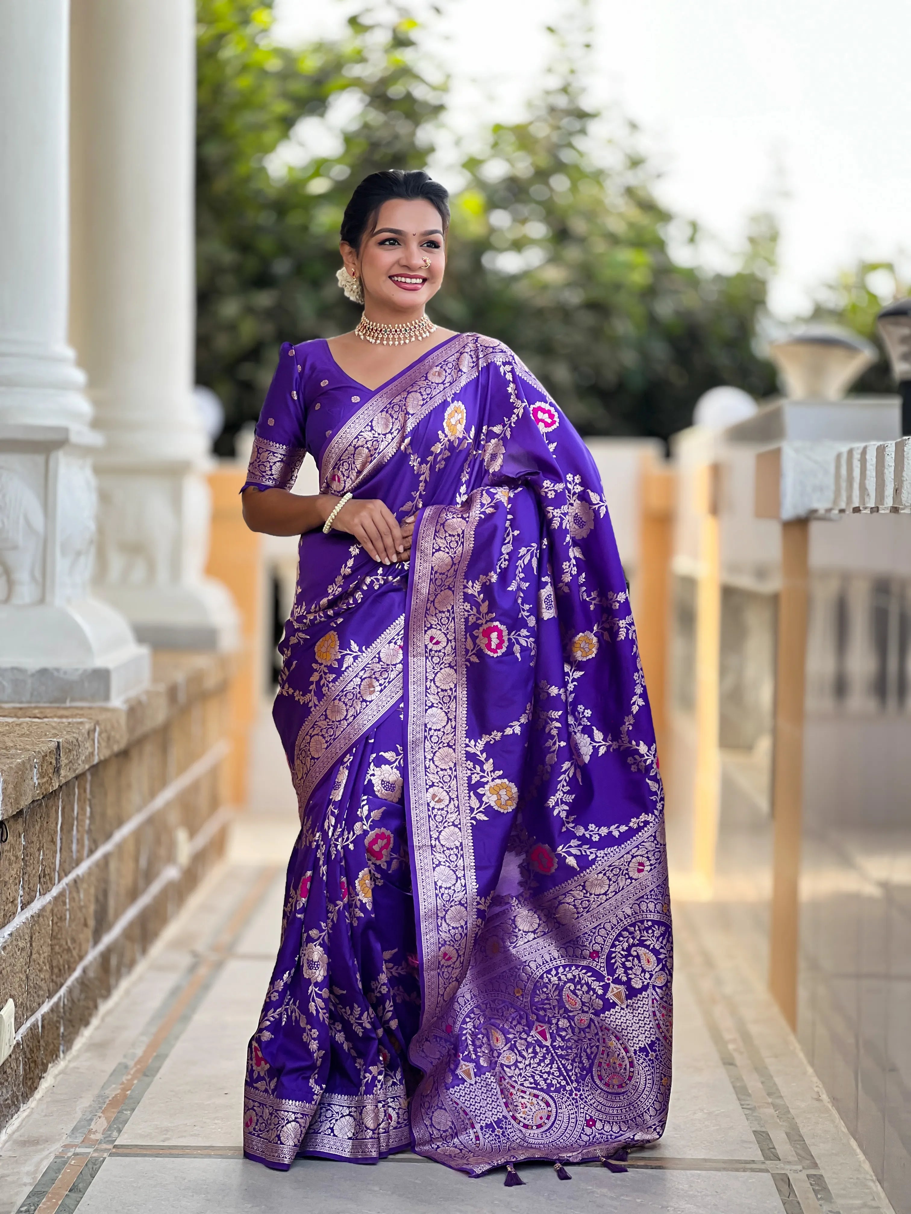 Soft Banarasi Silk Copper Zari Weaving Saree